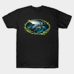 Sea turtle in deep blue T-Shirt